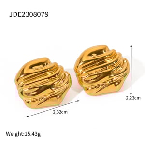 1 Paar Simple Series Einfache, einfarbige Ohrstecker aus Edelstahl mit 18 Karat Goldbeschichtung für Damen h5 