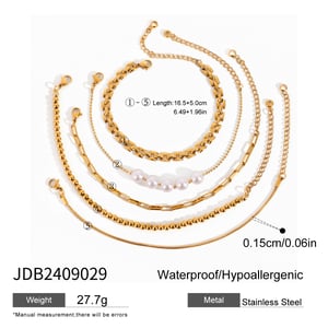 1 piece luxurious series elegant geometric stainless steel  gold plated women chain bracelets h5