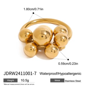 1 Piece Minimalist Series Casual Sphere Stainless Steel Gold Color Women's Single Rings h5