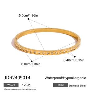 1 Piece Classic Series French Retro Rhombus Round Stainless Steel Gold Color Women's Bangles h5