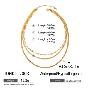 1 Piece Modern Series Daily Line Stainless Steel Gold Color Chic Women's Layered Necklaces h5
