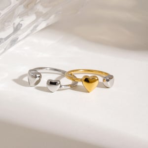 1 Paar Romantische Serie Elegante Herz Edelstahl Gold Farbe Überzogene Damen Verstellbare Ringe h5 Bild2