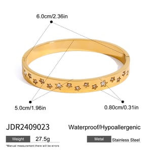 1 Piece Stylish Series Round Pentagram Stainless Steel Gold Color Women's Bangles h5