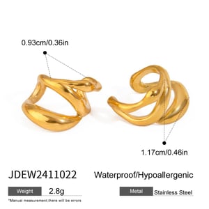 1 Pair Stylish Series Classic Irregular Shape Stainless Steel Gold Color Women's Clip-on Earrings h5