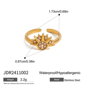 1 Piece Gorgeous Series Sun Shape Delicate Stainless Steel Gold Color Women's Adjustable Rings h5