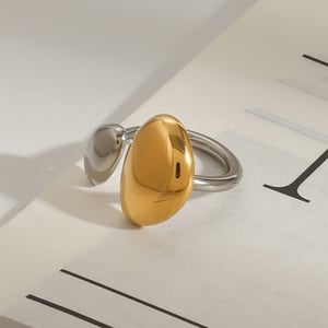 1 Pair Minimalist Series Drop Annular Shape Stainless Steel Gold and Silver Color Women's Single Rings h5 Picture2