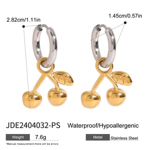 1 Pair Romantic Series Elegant Cherry Shape Stainless Steel Gold and Silver Color Women's Drop Earrings h5