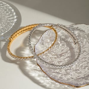 1 Stück luxuriöse Serie Sexy ringförmige Edelstahl vergoldete Damenarmreifen h5 Bild2