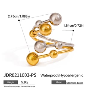 1 Piece Modern Series Vogue Irregular Stainless Steel Gold and Silver Color Women's Adjustable Rings h5