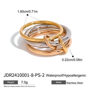 1 paar Simple Series Personality Annular roestvrij staal vergulde dames enkelvoudige ringen h5