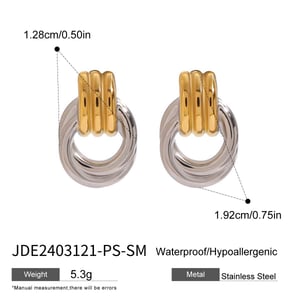 1 Pair Simple Series Fashionable Annular Stainless Steel Gold and Silver Color Women's Stud Earrings h5