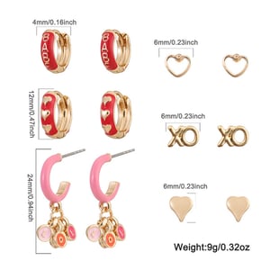 1 Set Stylish Series Chic Polychrome Heart Drop Oil Alloy Exquisite Women's Earrings Set h5