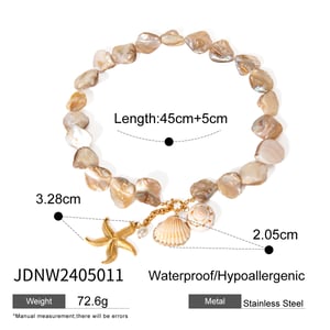 internet  new fashion necklace  gold stainless steel whole string shell string starfish pearl pendant necklace h5