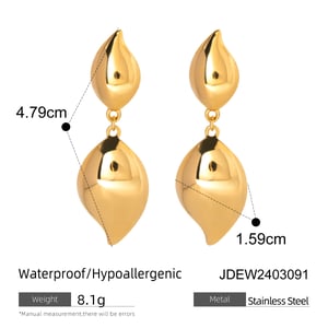 cross-border  style exquisite simple  gold stainless steel petal teardrop-shaped glossy earrings earrings for women h5