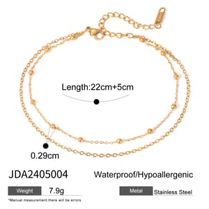 accessoires neue europäische und amerikanische nischenmode allgleiches 18 karat gold edelstahl doppelschicht runde perlenkette fußkettchen schmuck weiblich h5 