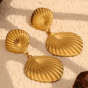 1 Paar Luxuriöse Serie Natürliche Schildkröte Edelstahl Gold Farbe Damen Tropfen Ohrringe h5 Bild2