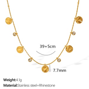1 Piece Luxurious Series Fashionable Round Shape Stainless Steel Gold Color Women's Pendant Necklaces h5