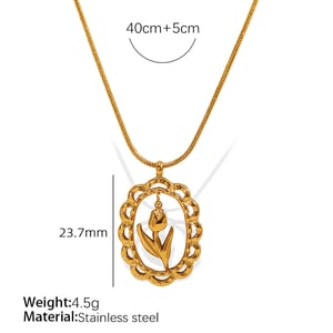 1 Piece Elegant Series Daily Tulip Shape Stainless Steel Gold Color Women's Pendant Necklaces h5