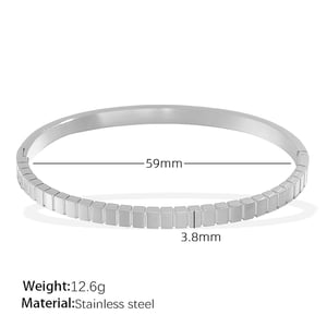 1 Stück Simple Series Klassische geometrische Edelstahl Goldfarben Strass Damen Armreifen h5 