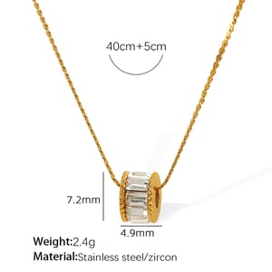 1 Stück Simple Series Klassische geometrische Edelstahl Gold Farbe Zirkon Damen Anhänger Halsketten h5 Bild2