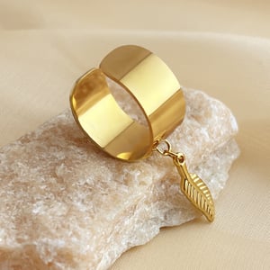 1 Piece Stylish Series Exquisite Marine Organism Dangle Stainless Steel Gold Color Women's Adjustable Rings h5