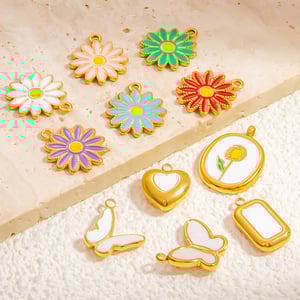 1 Stück Romantische Serie Tägliche Blume Edelstahl Gold Farbe Damen Anhänger h5 Bild2