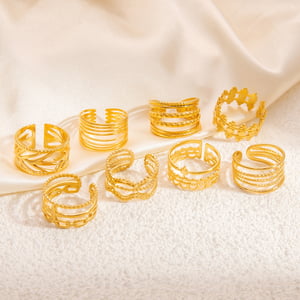 1 Piece Classic Series Daily Minimalist Strip Stainless Steel Gold Color Women's Adjustable Rings h5 Picture2