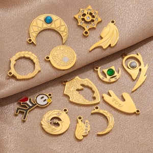 1 Piece Romantic Series Valentine Heart Shape Stainless Steel Gold Color DIY Couple's Pendants h5 Picture2