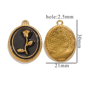 1 Piece Exquisite Series Retro Flower Oil- Glazing Stainless Steel Gold Color Women's Pendants h5