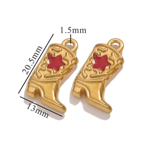 1 Piece Fashionable Series Retro Boot Shape Stainless Steel Gold Color Women's Pendants h5