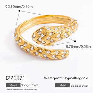 1 Piece Luxurious Series Retro Snake Shape Designable Stainless Steel Gold Color Women's Single Rings h5 
