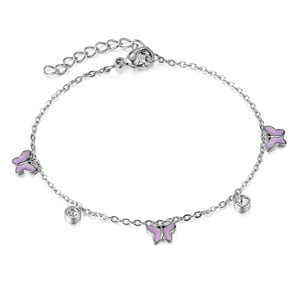 1 Piece Elegant Series Daily Purple Butterfly Stainless Steel Gold Color Women's Charm Bracelets h5