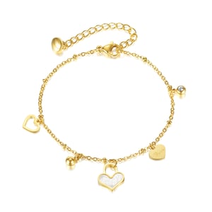 1 Piece Simple Series Daily Heart Shape All-match Stainless Steel Gold Color Women's Charm Bracelets h5