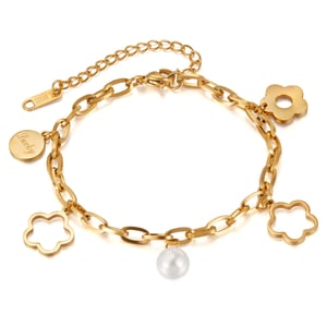 1 Piece Modern Series Classic Flower Stainless Steel Gold Color Women's Charm Bracelets h5