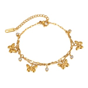 1 Piece Exquisite Series Butterfly Stainless Steel Double-layer Gold Color Women's Charm Bracelets h5