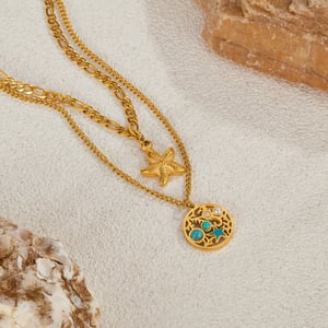 1 Piece Vacation Series Retro Starfish Stainless Steel Gold Color Women's Pendant Necklaces h5 Picture2
