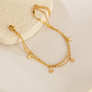1 Stück Simple Series Tägliche geometrische Edelstahl Goldfarbene Damen-Kettenarmbänder h5 Bild2
