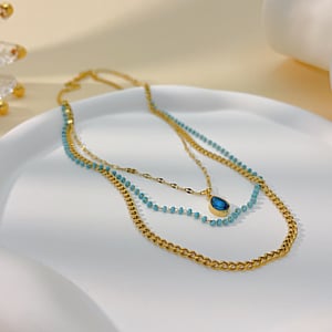 1 Piece Charming Series Bohemia Beads Stainless Steel Gold Color Women's Layered Necklaces h5 Picture2