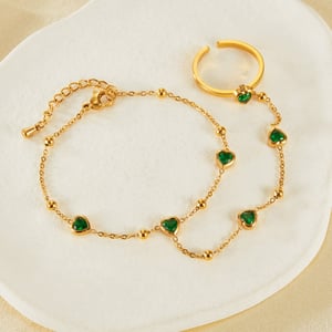 1 Stück Simple Series Daily Heart Edelstahl Goldfarben Glas Damen Kettenarmbänder h5 Bild2