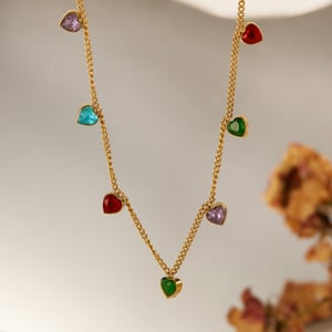 1 Piece Polychrome Series Exquisite Heart Shape Stainless Steel Women's Pendant Necklaces h5 Picture2