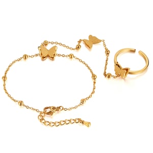 1 pezzo semplice serie quotidiana animale in acciaio inossidabile color oro braccialetti con ciondolo da donna h5