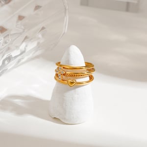 Ensemble de bagues pour femme en acier inoxydable couleur or, série luxueuse Ins Style Cross h5 Image2