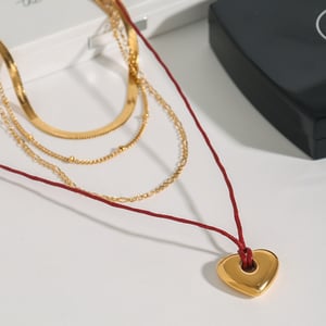 1 stück klassische serie  liebe/herzform edelstahl gold farbe damen layered halsketten h5 Bild2