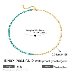 1 Piece Polychrome Series Vogue Contrast Color Stainless Steel Gold Color  Women's Chain Necklaces h5