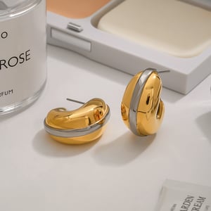 1 pair stylish series  droplet stainless steel gold & silver color women's stud earrings h5 Picture2