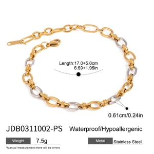 1 Piece Simple Series Streamline Round Stainless Steel Gold & Silver Color Women's Chain Bracelets h5