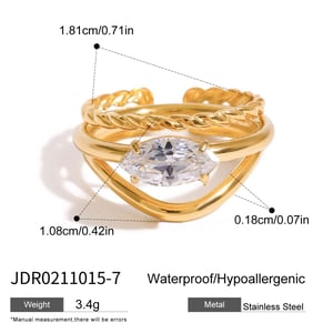 1 stück luxuriöse serie  style oval edelstahl gold farbe damen ring sets h5 