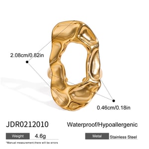 1 stück classic series  style hammermuster edelstahl goldfarben verstellbare damenringe h5 