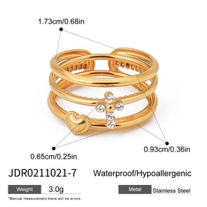 Ensemble de bagues pour femme en acier inoxydable couleur or, série luxueuse Ins Style Cross h5