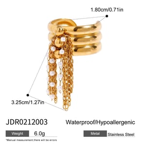 1 Piece Classic Series Designsble Tassel Stainless Steel Gold Color Women's Single Rings h5